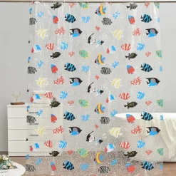 Clear Shower Curtain Tropical Fish,180x200cm 70"x79" Waterproof Lightweight Fish Shower Curtain Liner,PEVA Long Fashion Bath Shower Curtains with 12 Grommets Hooks for Bathtub Bathroom
