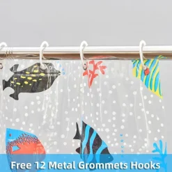 Clear Shower Curtain Tropical Fish,180x200cm 70
