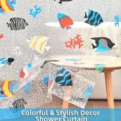 Clear Shower Curtain Tropical Fish,180x200cm 70