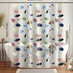 Clear Shower Curtain Tropical Fish,180x200cm 70