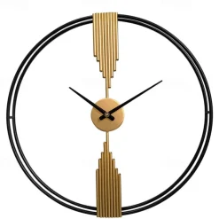 Clock Round Wall Clock Non Ticking Quartz Decorative Wall Watch Clock for Living Room Kitchen Home Office Black Golden 60 80 cm