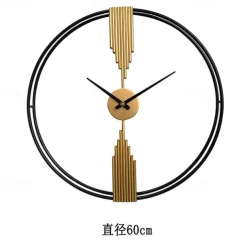 Clock Round Wall Clock Non Ticking Quartz Decorative Wall Watch Clock for Living Room Kitchen Home Office Black Golden 60 80 cm