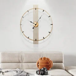 Clock Round Wall Clock Non Ticking Quartz Decorative Wall Watch Clock for Living Room Kitchen Home Office 60 cm