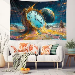 Clock Waterfall Hanging Tapestry Wall Art Large Tapestry Mural Decor Photograph Backdrop Blanket Curtain Home Bedroom Living Room Decoration