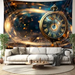 Clock Waterfall Hanging Tapestry Wall Art Large Tapestry Mural Decor Photograph Backdrop Blanket Curtain Home Bedroom Living Room Decoration