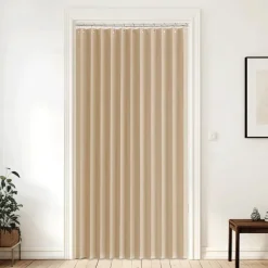 Closet Curtains, Door Curtains for Doorways, Pleated Folding Doors Curtain for Closet and Room Divider, 1 Panel