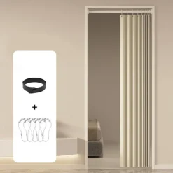 Closet Curtains, Door Curtains for Doorways, Pleated Folding Doors Curtain for Closet and Room Divider, 1 Panel