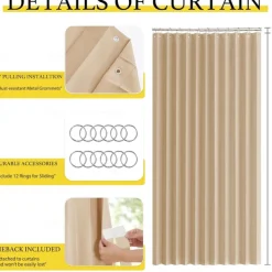 Closet Curtains, Door Curtains for Doorways, Pleated Folding Doors Curtain for Closet and Room Divider, 1 Panel