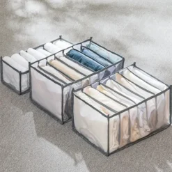 Closet Underwear Organizer Underwear Drawer Organizer Foldable Closet Clothes Dividers Nylon Dresser Compartments Storage Box Set Fit for Bras Socks Underpants Panties and Ties Organization