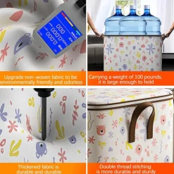 Clothes Storage Bags Large Capacity, Closet Organizers and Storage Bins, Foldable Wardrobe Storage with Lids and Handles for Blanket Comforter Clothing Bedding, Containers Box (L)