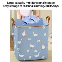 Clothes Storage Bags with Durable Carry Handles, Portable Non-Woven Clothes Quilt Storage Bag, Clothes Storage Bins Foldable Closet Organizer Storage Containers
