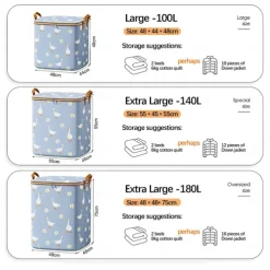 Clothes Storage Bags with Durable Carry Handles, Portable Non-Woven Clothes Quilt Storage Bag, Clothes Storage Bins Foldable Closet Organizer Storage Containers