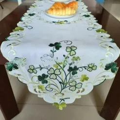 Clover Pattern Embroidered Table Runner