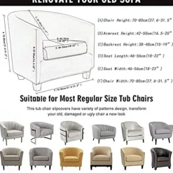 Club Chair Cover Barrel Chair Slipcover Stretch Tub Chair Slipcover, Arm Chair Sofa Cover For Dogs Pet,Washable Couch Furniture Protector Soft Durable