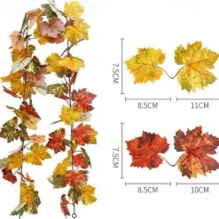 170CM Artificial Maple Vine, Fall Maple Leaf Garland, Outdoor Garden DIY Decoration, Wedding Festival Party Decoration, Autumn Thanksgiving Halloween Room Decor
