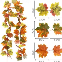 170CM Artificial Maple Vine, Fall Maple Leaf Garland, Outdoor Garden DIY Decoration, Wedding Festival Party Decoration, Autumn Thanksgiving Halloween Room Decor