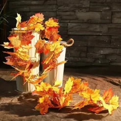 170CM Artificial Maple Vine, Fall Maple Leaf Garland, Outdoor Garden DIY Decoration, Wedding Festival Party Decoration, Autumn Thanksgiving Halloween Room Decor