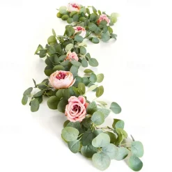 175CM Flower Garland Fake Peony Vine Artificial Flowers Hanging Peony IVY Garland for Room Wall Decor Hanging Baskets Wedding Arch Garden Background Decor
