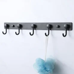 Coat Hooks Rack Wall Mounted, Heavy Duty Stainless Steel Matte Black Coat Hanger for Towel Bag Clothes Hat, 5 Hooks