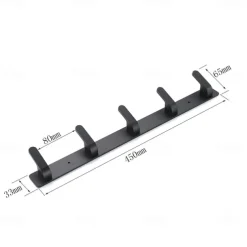 Coat Hooks Rack Wall Mounted, Heavy Duty Stainless Steel Matte Black Coat Hanger for Towel Bag Clothes Hat, 5 Hooks