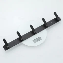 Coat Hooks Rack Wall Mounted, Heavy Duty Stainless Steel Matte Black Coat Hanger for Towel Bag Clothes Hat, 5 Hooks