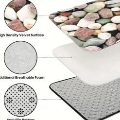 Cobble Stone Area Rug Kitchen Mat Non-Slip Oil Proof Floor Mat Livingroom Rug Indoor Outdoor Mat Bedroom Decor Bathroom Mat Entrance Rug Door Mat