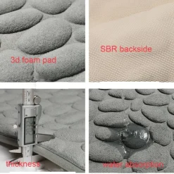 Cobblestone Bath Mat Non-slip Memory Foam Pad, Washable Bath Rugs, Rapid Water Absorbent, Non-Slip, Washable, Thick, Soft And Comfortable Carpet For Shower Room
