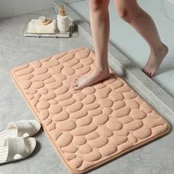 Cobblestone Bath Mat Non-slip Memory Foam Pad, Washable Bath Rugs, Rapid Water Absorbent, Non-Slip, Washable, Thick, Soft And Comfortable Carpet For Shower Room