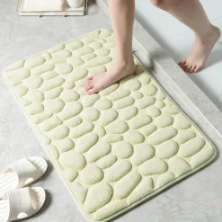Cobblestone Bath Mat Non-slip Memory Foam Pad, Washable Bath Rugs, Rapid Water Absorbent, Non-Slip, Washable, Thick, Soft And Comfortable Carpet For Shower Room