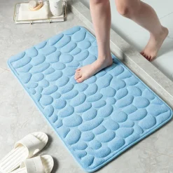 Cobblestone Bath Mat Non-slip Memory Foam Pad, Washable Bath Rugs, Rapid Water Absorbent, Non-Slip, Washable, Thick, Soft And Comfortable Carpet For Shower Room