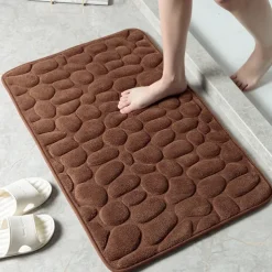 Cobblestone Bath Mat Non-slip Memory Foam Pad, Washable Bath Rugs, Rapid Water Absorbent, Non-Slip, Washable, Thick, Soft And Comfortable Carpet For Shower Room