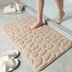 Cobblestone Bath Mat Non-slip Memory Foam Pad, Washable Bath Rugs, Rapid Water Absorbent, Non-Slip, Washable, Thick, Soft And Comfortable Carpet For Shower Room