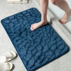 Cobblestone Bath Mat Non-slip Memory Foam Pad, Washable Bath Rugs, Rapid Water Absorbent, Non-Slip, Washable, Thick, Soft And Comfortable Carpet For Shower Room