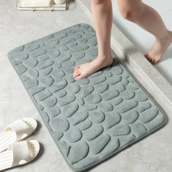 Cobblestone Bath Mat Non-slip Memory Foam Pad, Washable Bath Rugs, Rapid Water Absorbent, Non-Slip, Washable, Thick, Soft And Comfortable Carpet For Shower Room