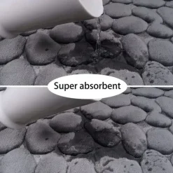 Cobblestone Embossed Bath Mat Non-slip , Memory Foam Pad, Washable Bath Rugs, Rapid Water Absorbent, Non-Slip, Washable, Thick, Soft And Comfortable Carpet For Shower Room