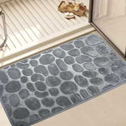 Cobblestone Embossed Bath Mat Non-slip , Memory Foam Pad, Washable Bath Rugs, Rapid Water Absorbent, Non-Slip, Washable, Thick, Soft And Comfortable Carpet For Shower Room