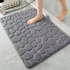 Cobblestone Embossed Bath Mat Non-slip , Memory Foam Pad, Washable Bath Rugs, Rapid Water Absorbent, Non-Slip, Washable, Thick, Soft And Comfortable Carpet For Shower Room