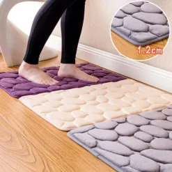 Cobblestone Embossed Bath Mat Non-slip , Memory Foam Pad, Washable Bath Rugs, Rapid Water Absorbent, Non-Slip, Washable, Thick, Soft And Comfortable Carpet For Shower Room