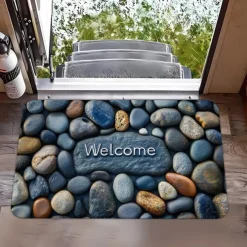 Cobblestone Pattern Doormat Kitchen Mat Floor Mat Non-Slip Area Rug Oil Proof Rug Indoor Outdoor Mat Bedroom Decor Bathroom Mat Entrance Rug