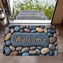 Cobblestone Pattern Doormat Kitchen Mat Floor Mat Non-Slip Area Rug Oil Proof Rug Indoor Outdoor Mat Bedroom Decor Bathroom Mat Entrance Rug
