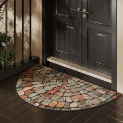 Cobblestone Semi-round Doormat Kitchen Mat Floor Mat Non-Slip Area Rug Oil Proof Rug Indoor Outdoor Mat Bedroom Decor Bathroom Mat Entrance Rug Spring Summer