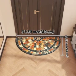 Cobblestone Semi-round Doormat Kitchen Mat Floor Mat Non-Slip Area Rug Oil Proof Rug Indoor Outdoor Mat Bedroom Decor Bathroom Mat Entrance Rug Spring Summer