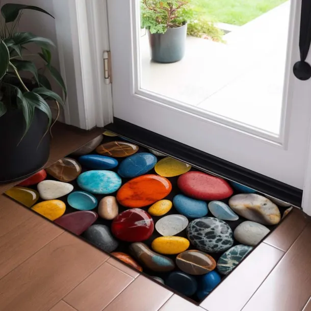 Cobblestones Doormat Floor Mats Washable Rugs Kitchen Mat Non-Slip Oil Proof Rug Indoor Outdoor Mat Bedroom Decor Bathroom Mat Entrance Rug