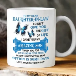 Cofee Mug ,To My Dear Daughter-In-Law 3D Print Mug,Ceramic Funny Coffee Mug White 1.2oz/330ml