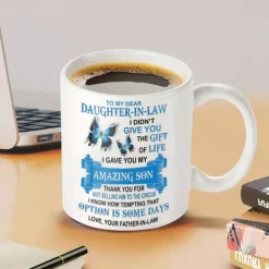 Cofee Mug ,To My Dear Daughter-In-Law 3D Print Mug,Ceramic Funny Coffee Mug White 1.2oz/330ml
