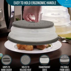 Collapsible Microwave Cover, Microwave Lid, Multifunctional Microwave Splatter Guard, Microwave Plate Cover With Steam Vent, Kitchen Gadgets, Kitchen Stuff