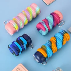 Collapsible Silicone Water Bottle - Leakproof, BPA-Free & Space Saving for Hiking & Travel