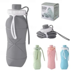 Collapsible Silicone Water Bottle - Leakproof, BPA-Free & Food Grade - Perfect for Hiking & Travel
