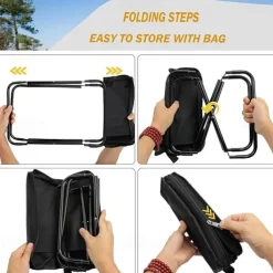 Collapsible Stool Portable Chair Lightweight Portable Stool for Adults Portable Chairs for Adults Holds Up to 330LBS Ideal for Camping Hiking Outdoors and Events