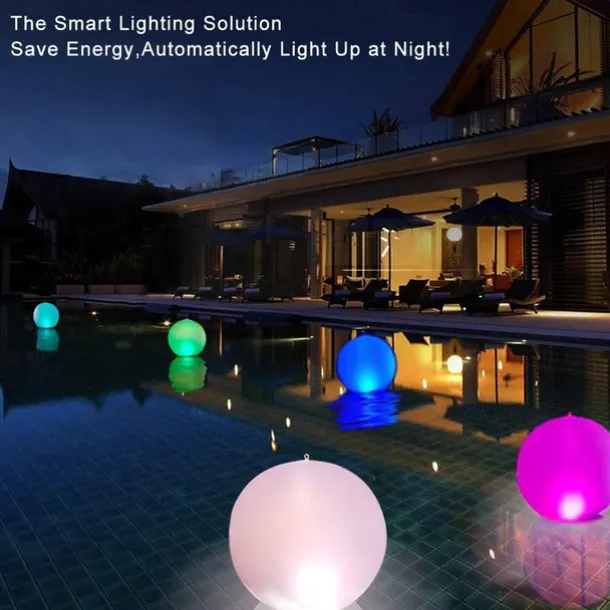 16-Color LED Pool Floating Light, LED Glowing Beach Ball 40cm 60cm Remote Control Waterproof Inflatable Floating Pool Light Yard Lawn Party Lamp
